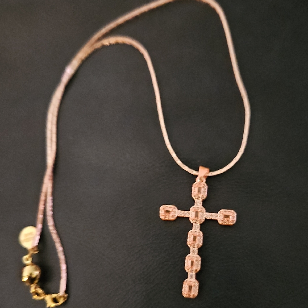 Elegant Creamcicle Cross Pendant Necklace